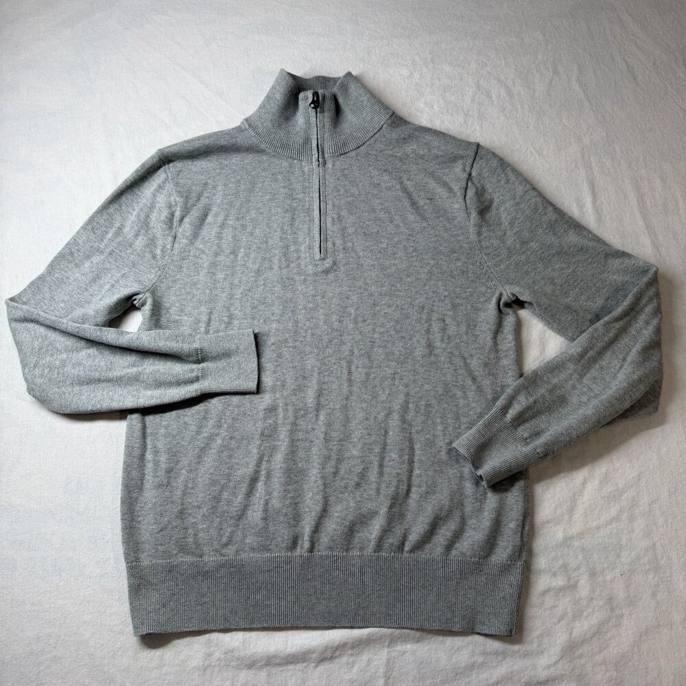 J Crew 1/4 Zip Sweater Light Gray Men’s Size Small Cotton